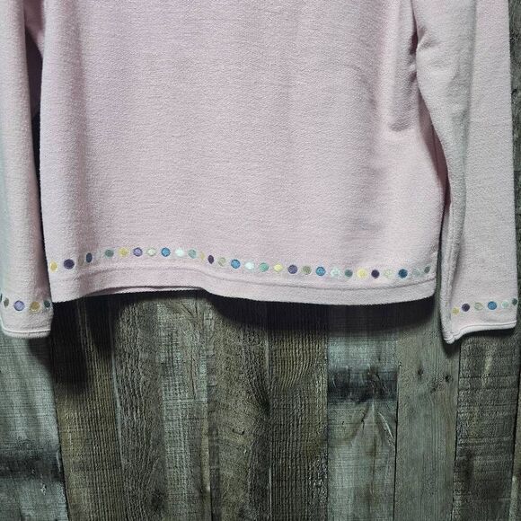 Christopher & Banks Vintage Y2K Pink Heart Embroidered Dot Knit Sweater - Picture 3 of 6